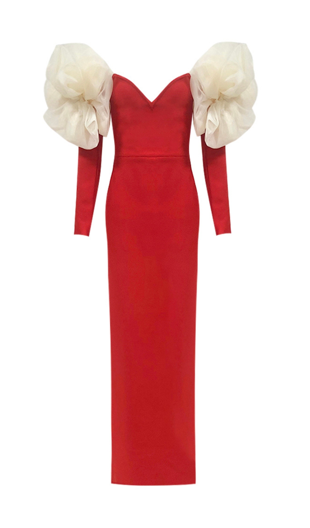Fashionslee Women Cezary Red Off-Shoulder Maxi Bandage Dress