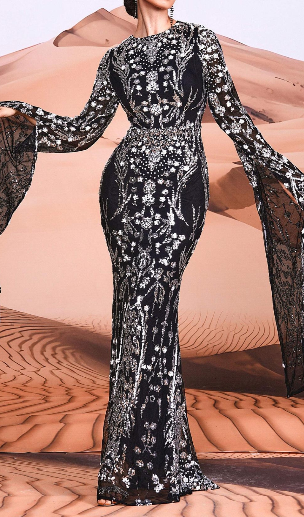 Fashionslee Women Cicely Silver Sequin Maxi Dress