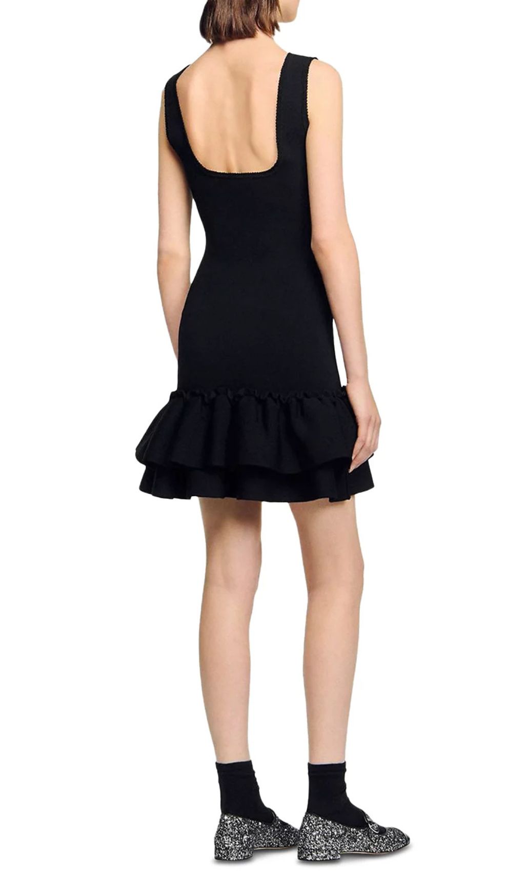 Fashionslee Women Ruffled Short Knit Dress