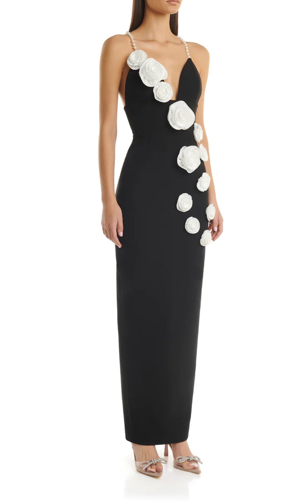 Fashionslee Women Alanna 3D Flowee Pearl Maxi Dress