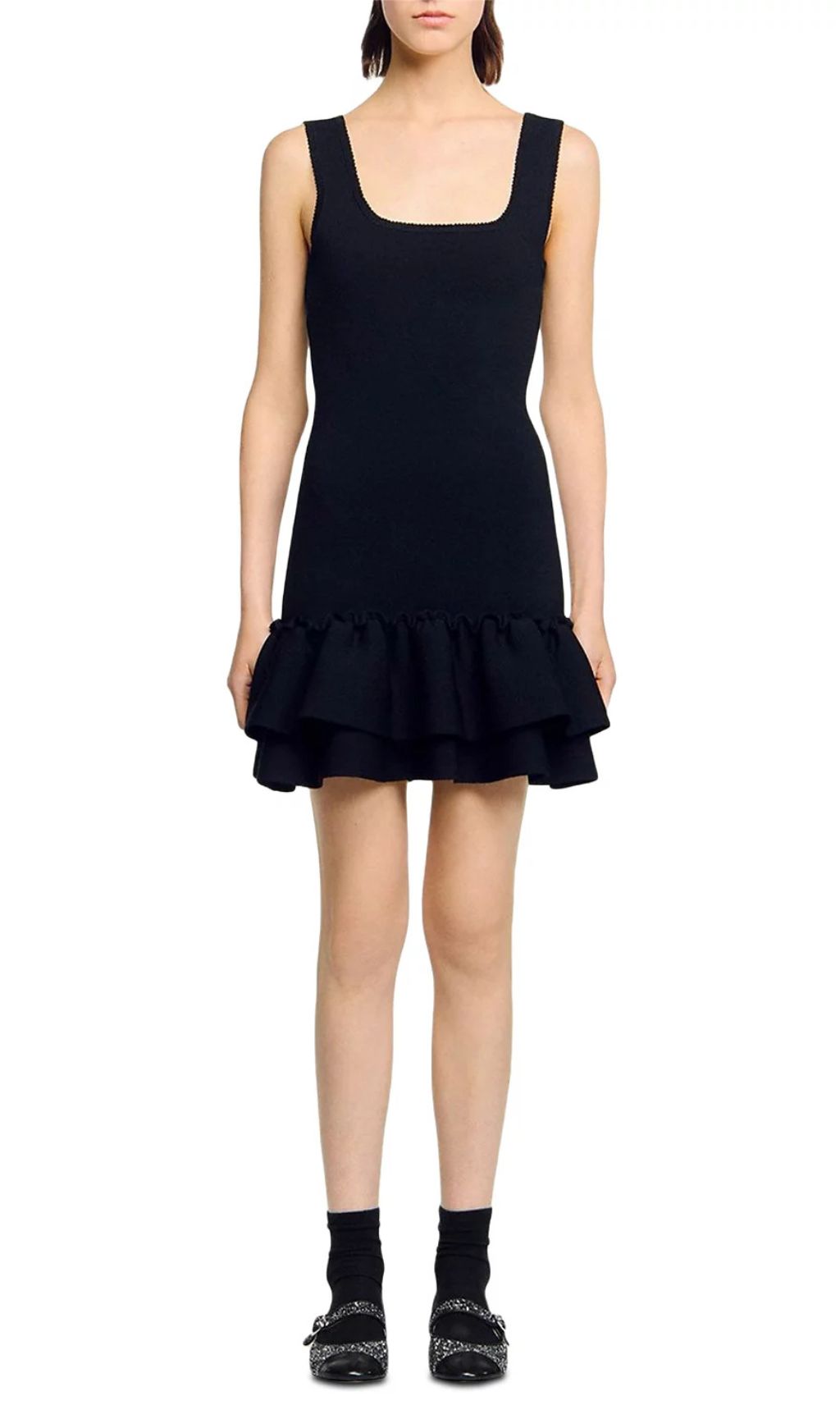 Fashionslee Women Ruffled Short Knit Dress