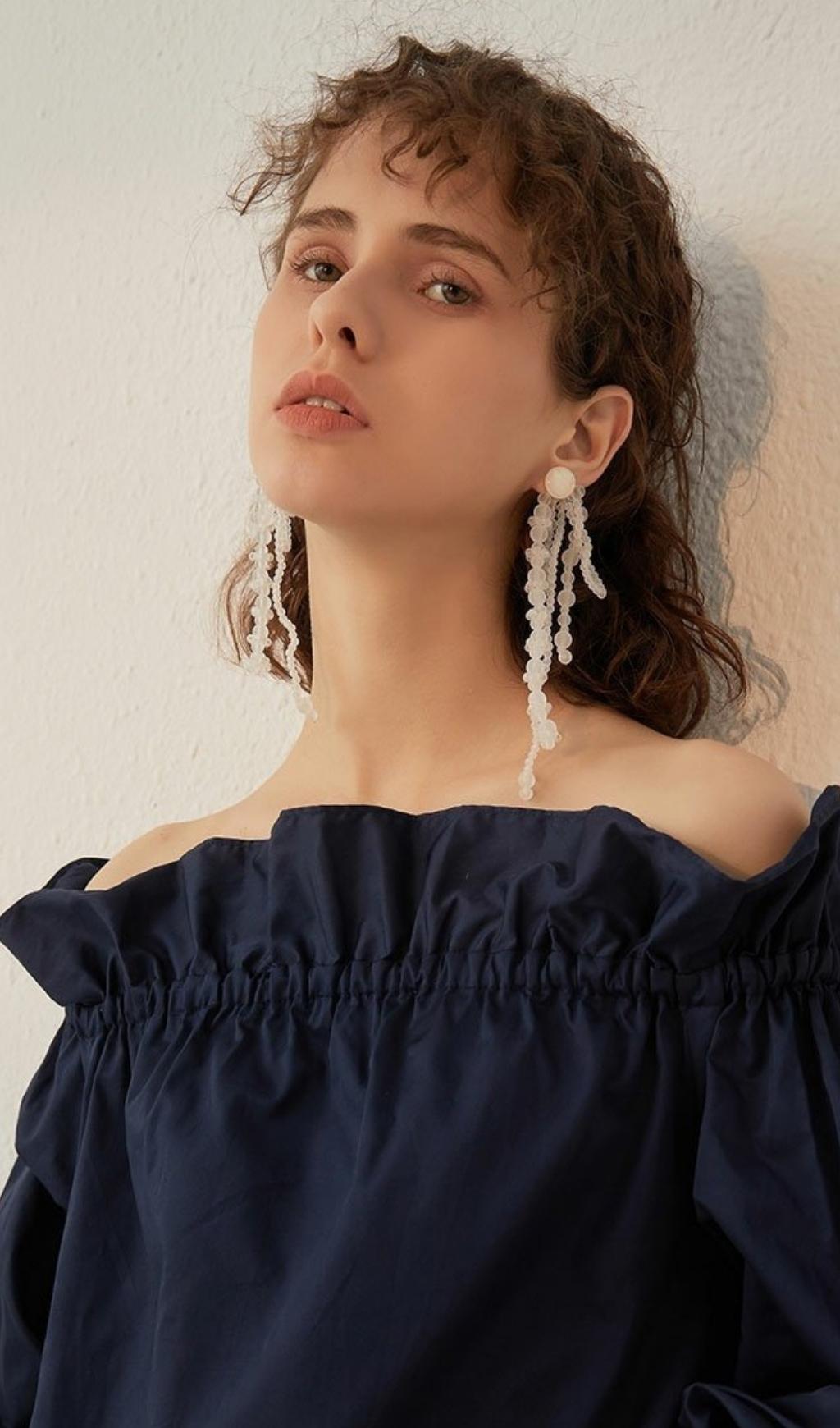 Fashionslee Women Amira White Pearl Acrylic Tassel Earrings
