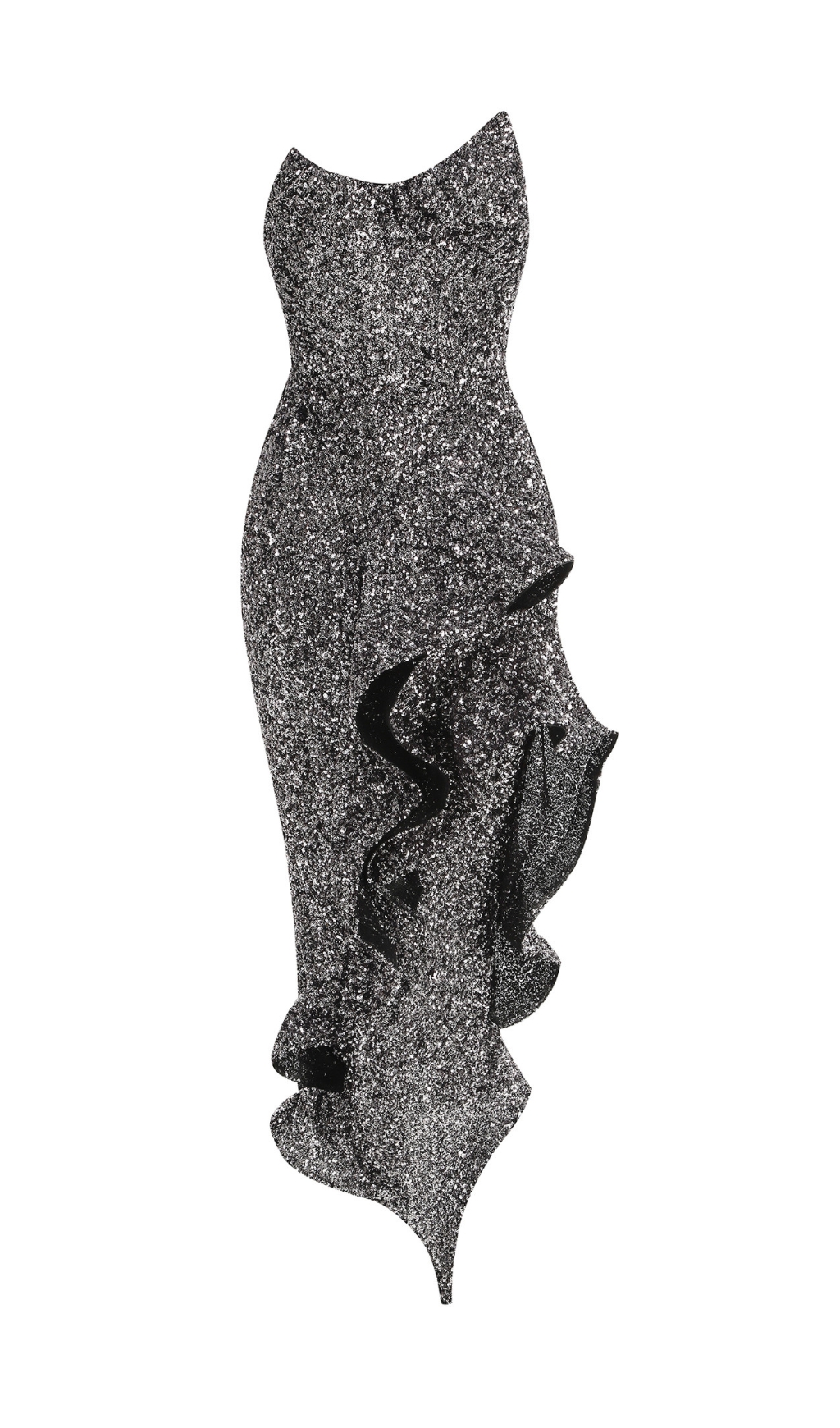d688e0902696888463d164d77f30fa19.jpg Fashionslee Women Douce Strapless Sequin Ruffle Maxi Dress