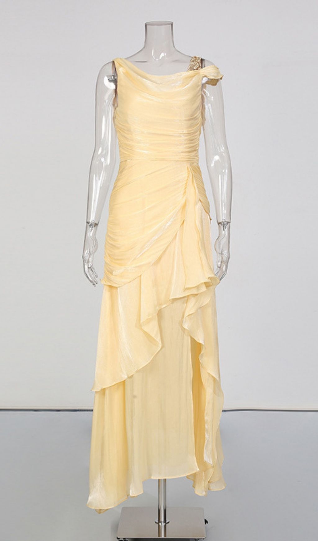 d6ac64e1755ca3f61c1366751a22e689.jpg Fashionslee Women Kazuko Yellow Ruffle Hem Maxi Dress