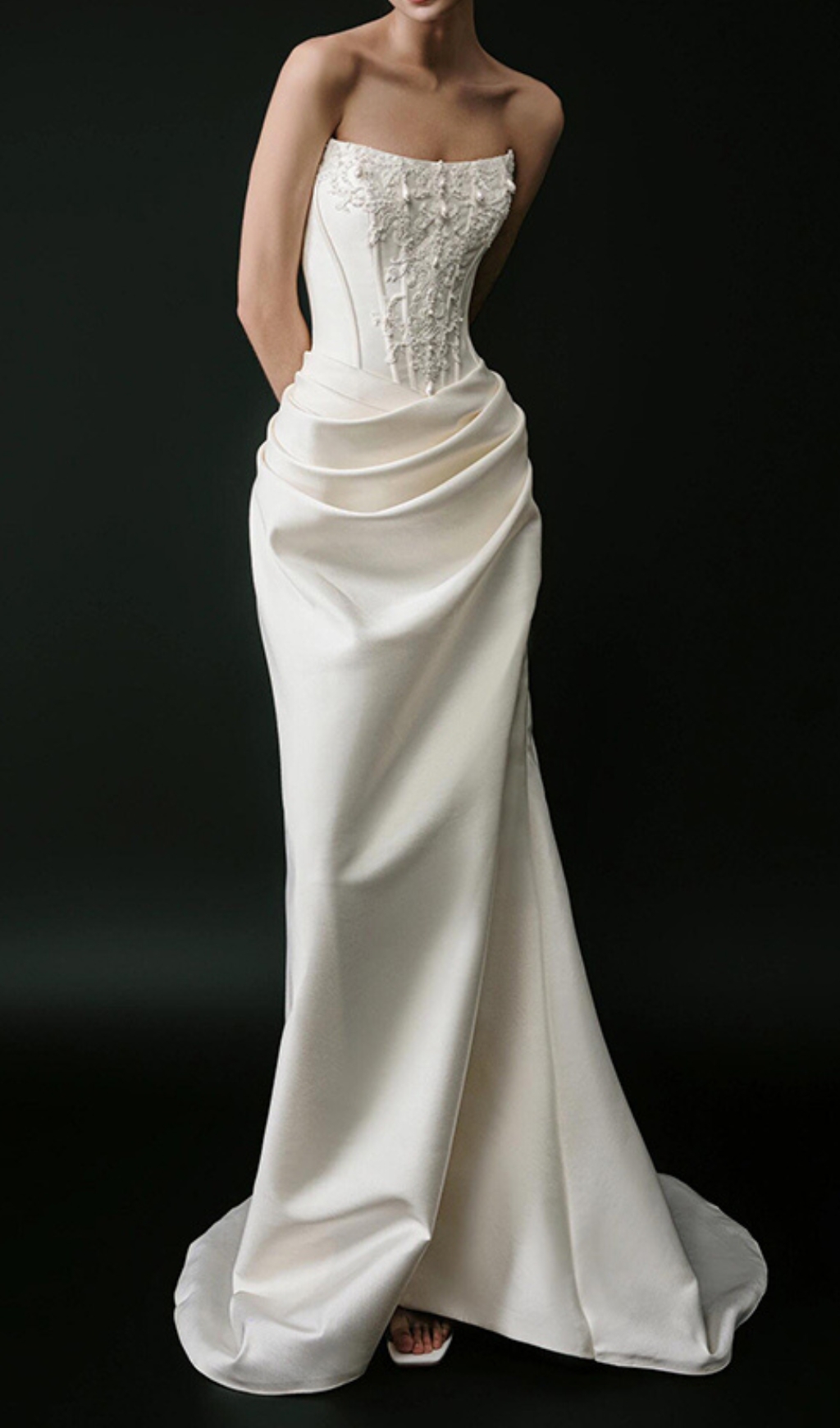 Fashionslee Women Caetana White Strapless Corset Maxi Dress