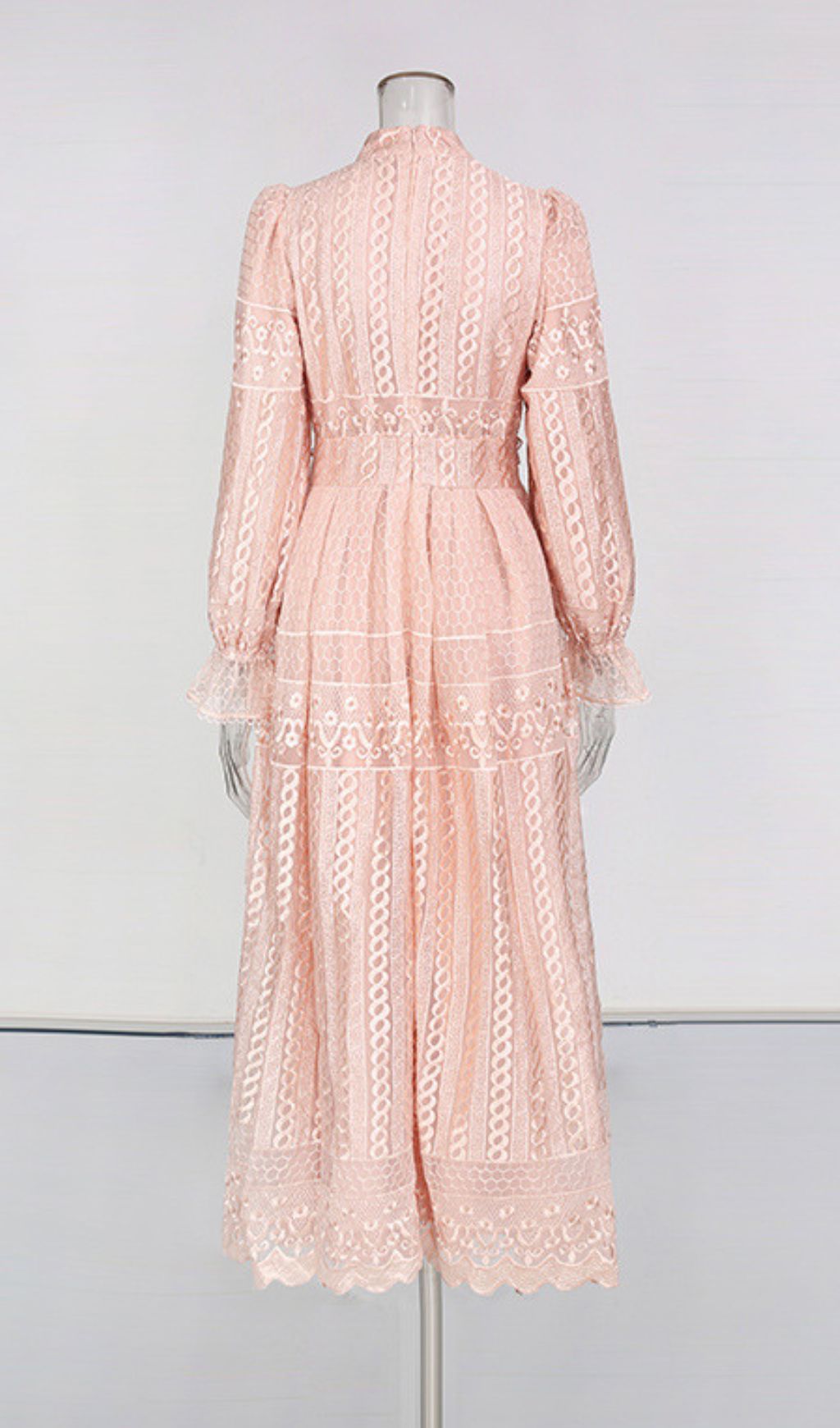 Fashionslee Women Ivah Flower Embroidery Long Sleeve Midi Dress