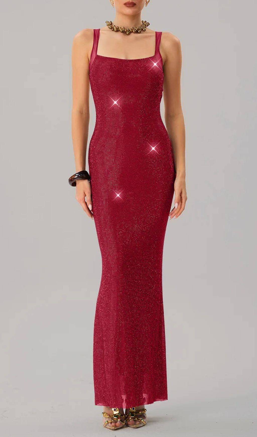 d6d6ca2069d1847be3cbc0430bbd82b7.jpg Fashionslee Women Jouncegrid Backless Rhinestone Maxi Dress In Red