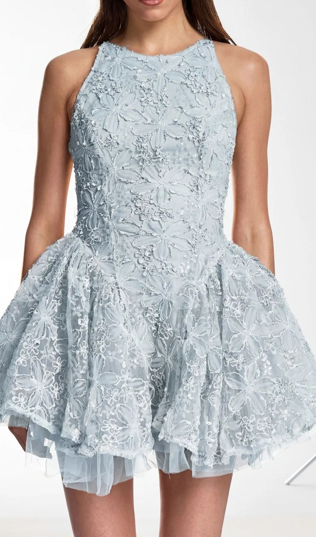 d6e125f741d0235412c1698aa81a4df1.jpg Fashionslee Women Katsumi Blue Halter Lace Flower Mini Dress
