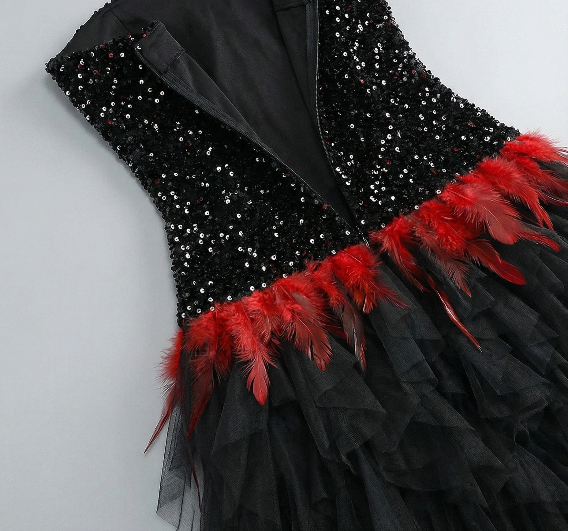 BLACK STRAPLESS SEQUIN MESH MAXI DRESS AESTHETIC VIRAL - OWNCI BLACK STRAPLESS SEQUIN MESH MAXI DRESS AESTHETIC VIRAL - OWNCI