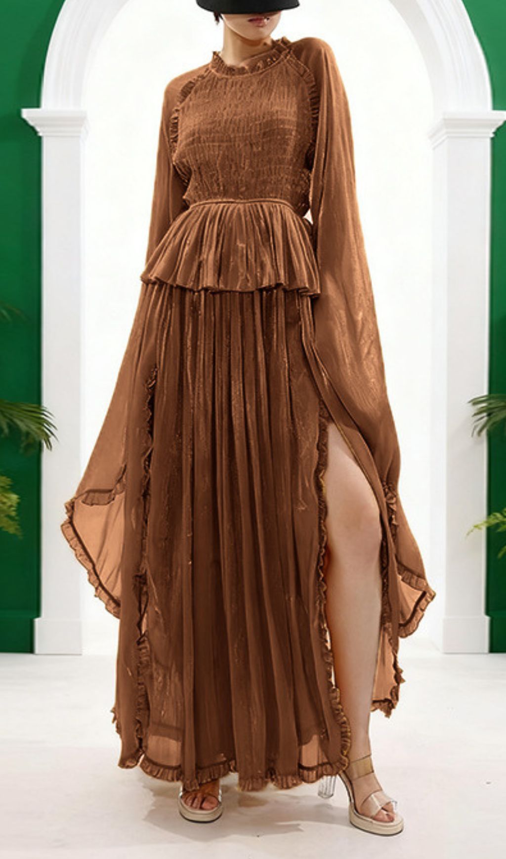 d75e17db7e178d23f718d658048e7ec5.jpg Fashionslee Women Holle Pleated Long Sleeve Maxi Dress