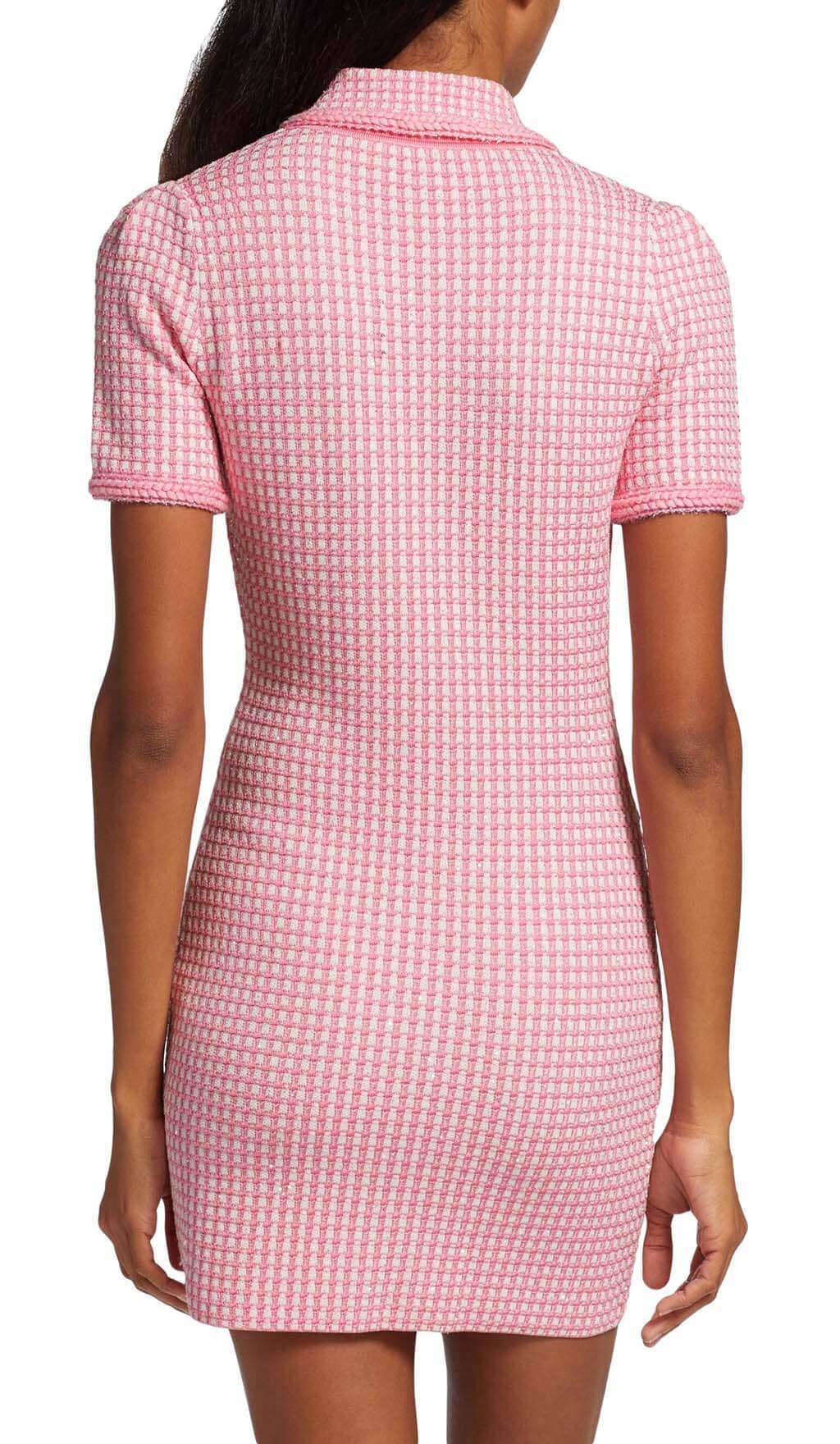 Fashionslee Women Knitted Button Mini Dress In Pink