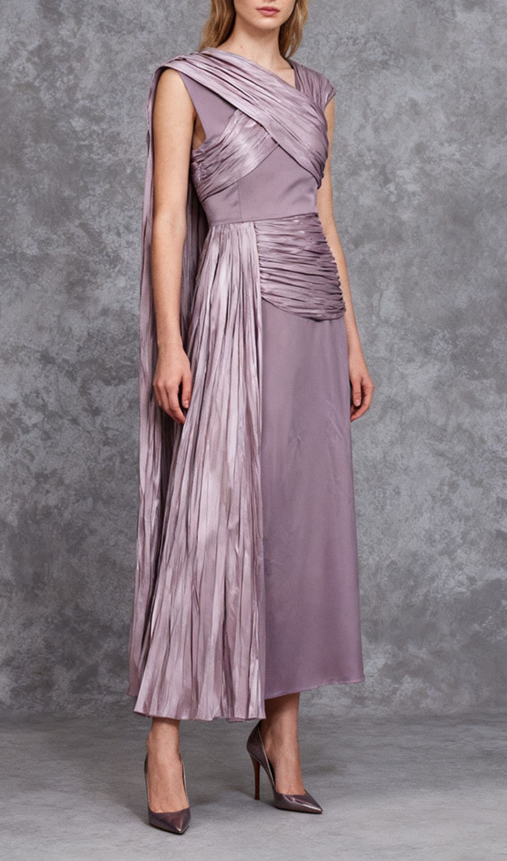Fashionslee Women Ihsan Purple Ruched Maxi Dress