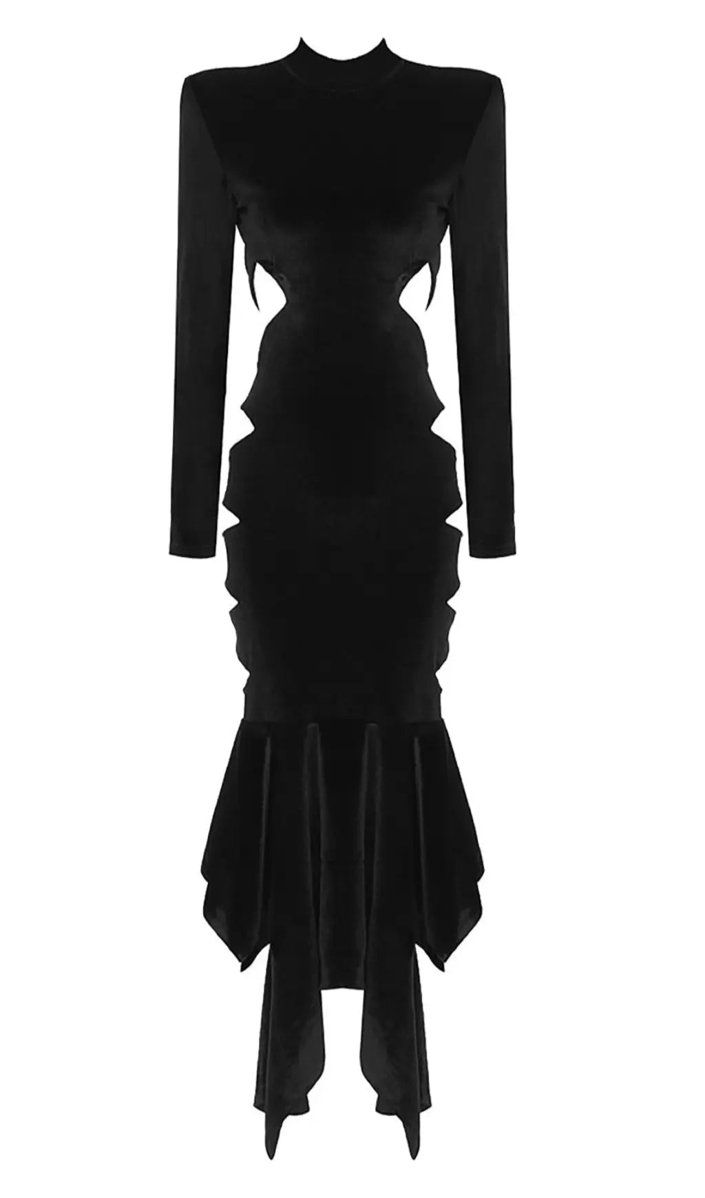 Fashionslee Women Backless Cut-Out Detailed Velvet Midi Dress