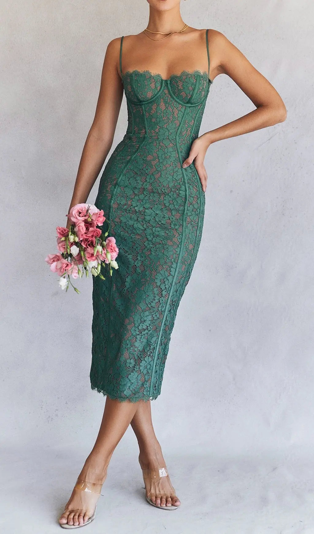 Fashionslee Women Forest Lace Midi Dress