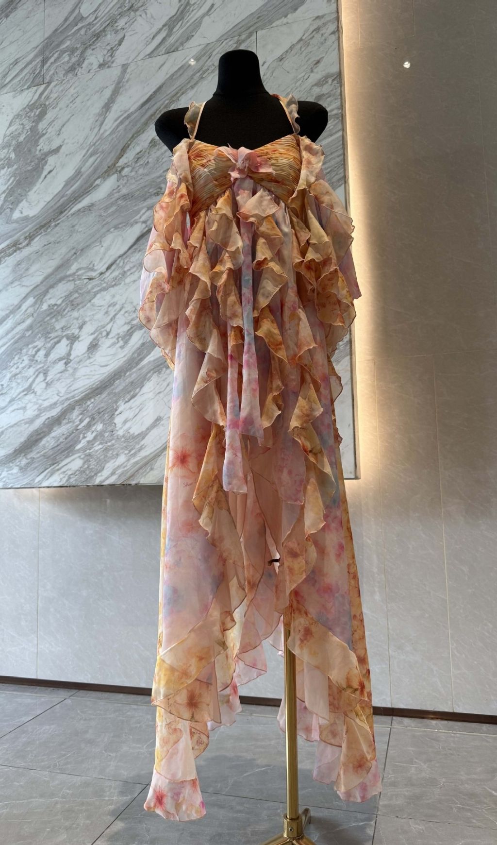 d8b55814e26fb26448ac156583ffc7bd.jpg Fashionslee Women Komali Printed Butterfly Ruffle Maxi Dress