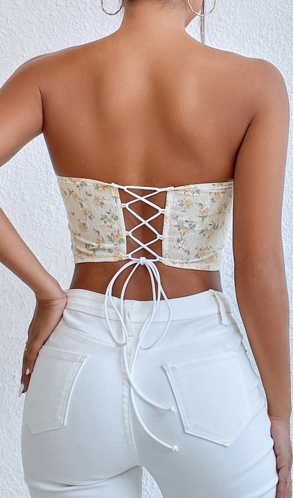 Fashionslee Women Floral Mesh Corset Top