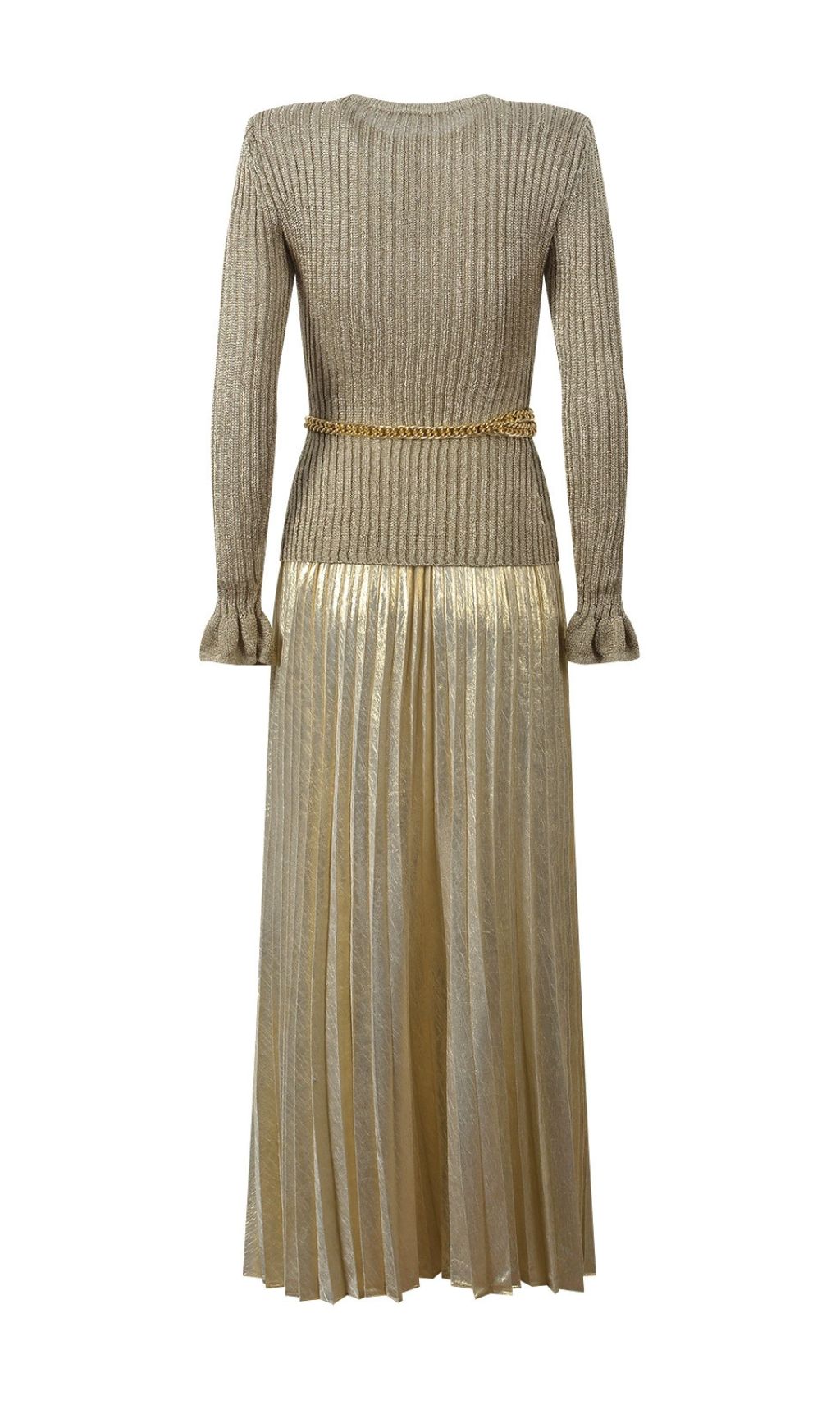 d8dbdfd7ca1fa81eef12b2f2b7acf9d4.jpg Fashionslee Women Gold Lurex Ribbed Knit Maxi Dress
