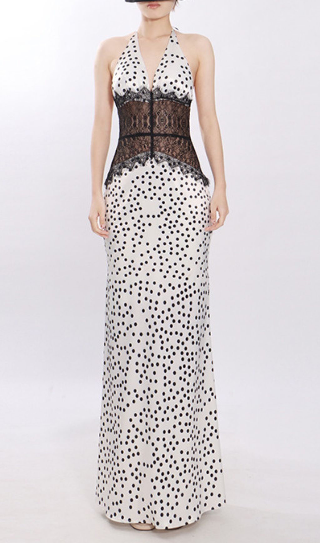 Fashionslee Women Jezziel Halter Lace Dot Maxi Dress