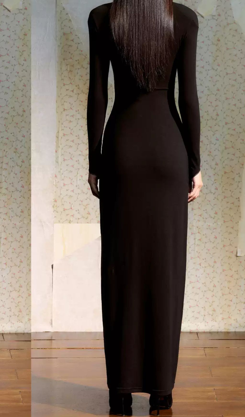 Fashionslee Women Juanita Black Long Sleeve Maxi Dress