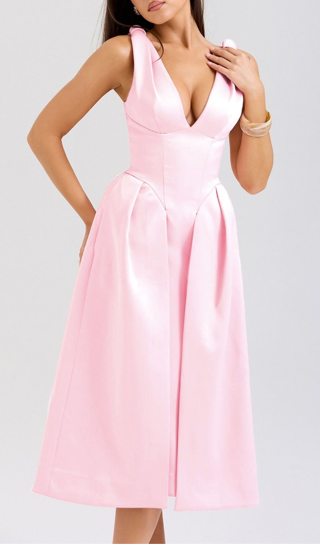 d913d8b90d232d5a62d212fd828d2b6f.jpg Fashionslee Women Dilanne Pink V-Neck Midi Dress