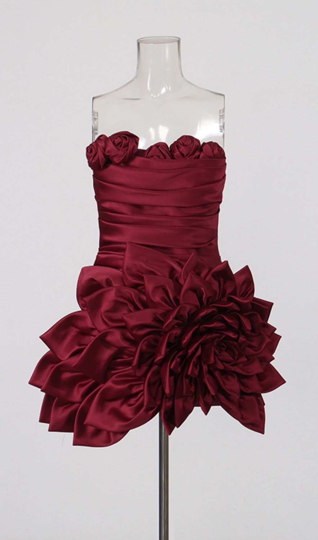 d914890d245dcd6f968ac8fdb376a0ba.jpg Fashionslee Women Korina Red Strapless 3D Flower Mini Dress