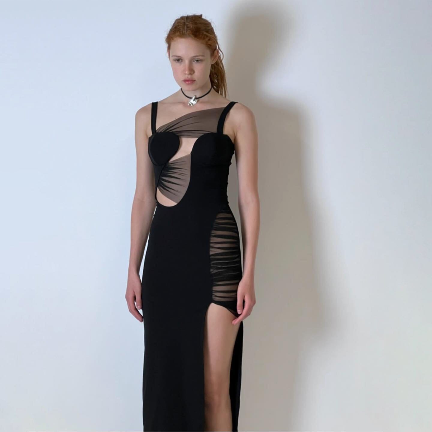 Fashionslee Women Irregular Bandage Maxi Dress In Black