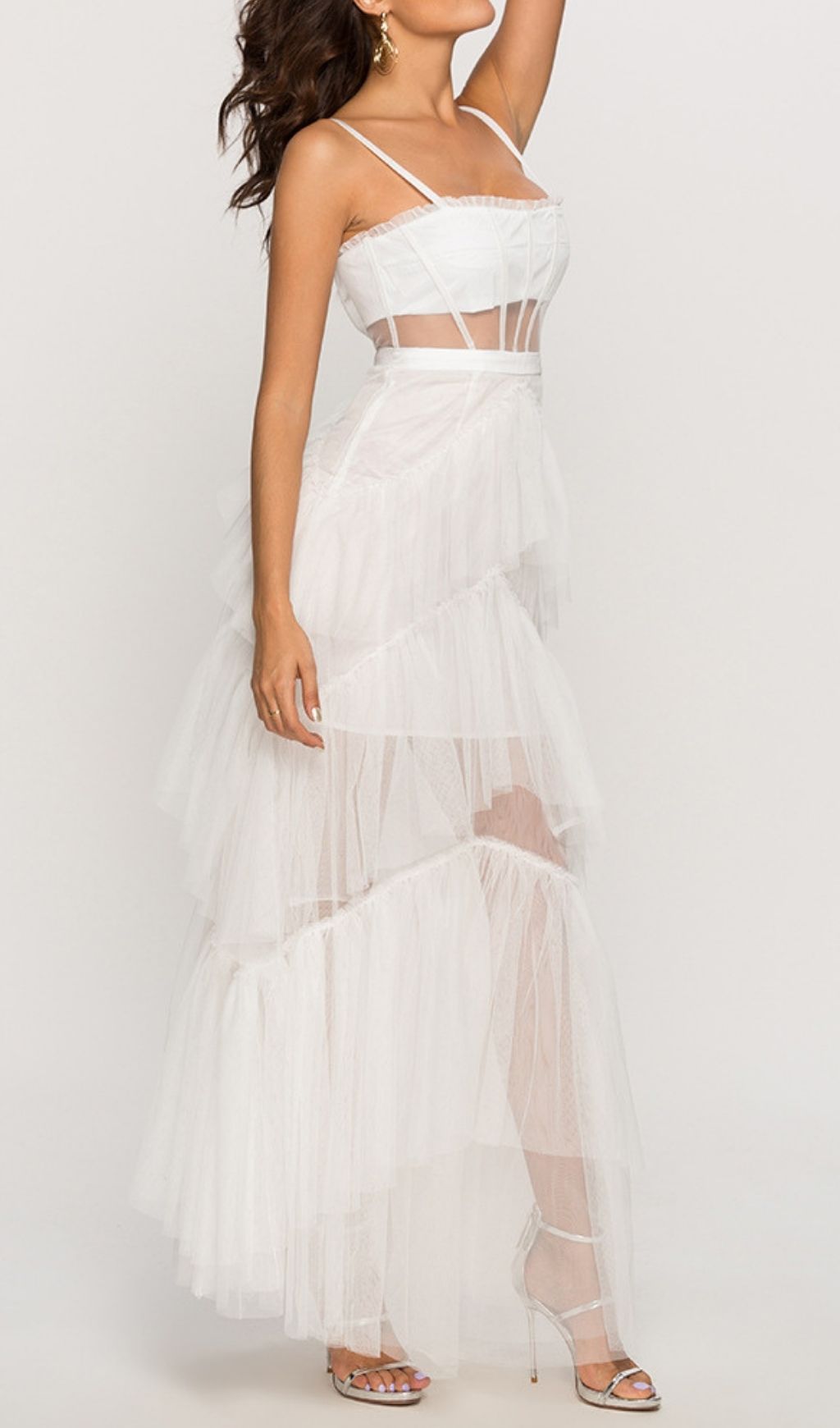 Fashionslee Women Kenyatta Strappy Corset Mesh Maxi Dress