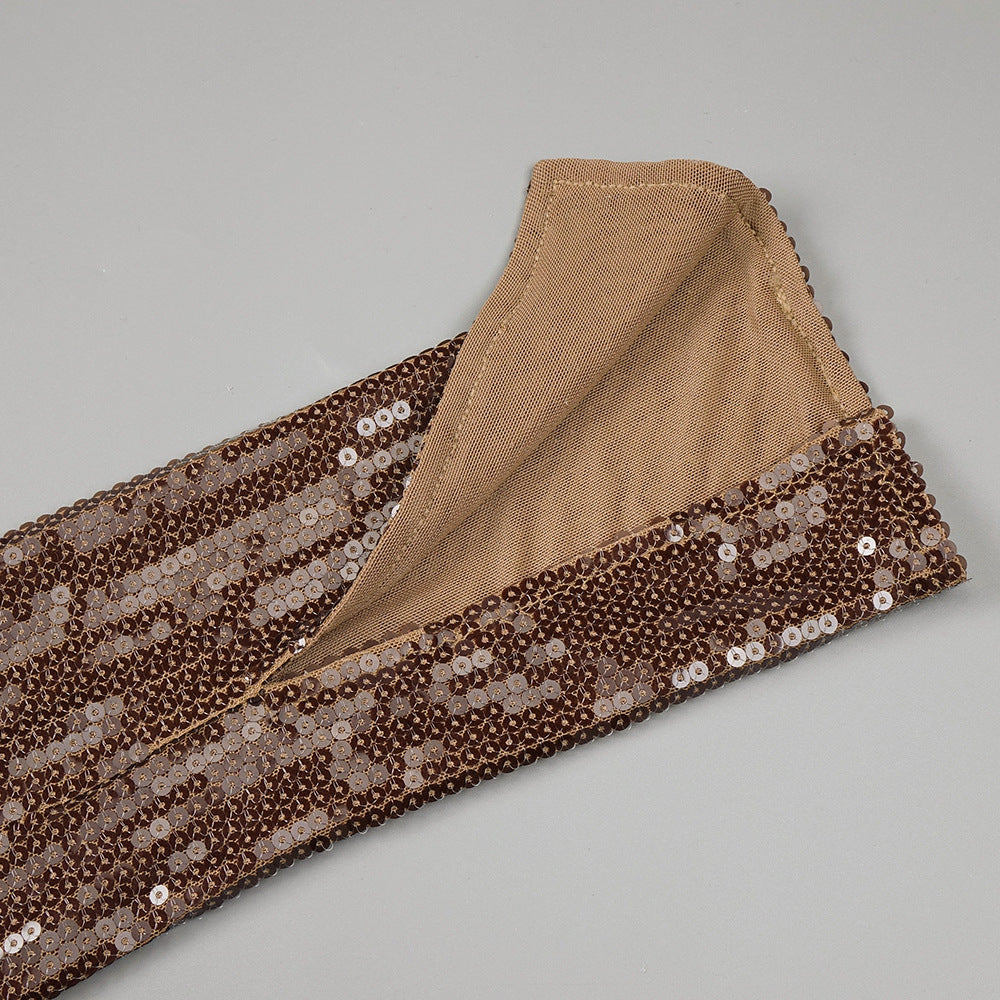 BROWN SEQUIN TRENDING MAXI DRESS - OWNCI