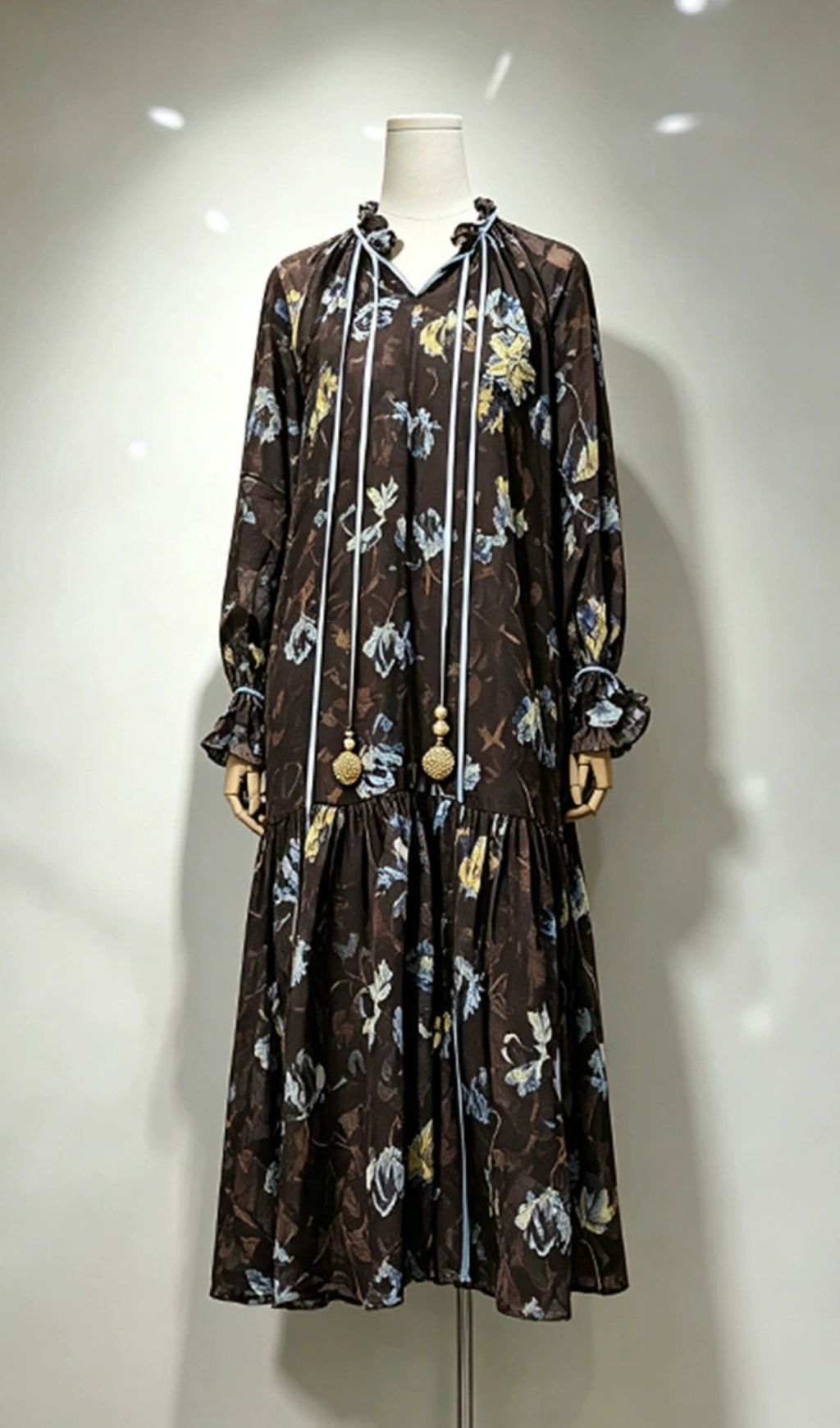 Fashionslee Women Kitra Printed Long Sleeve Midi Dress