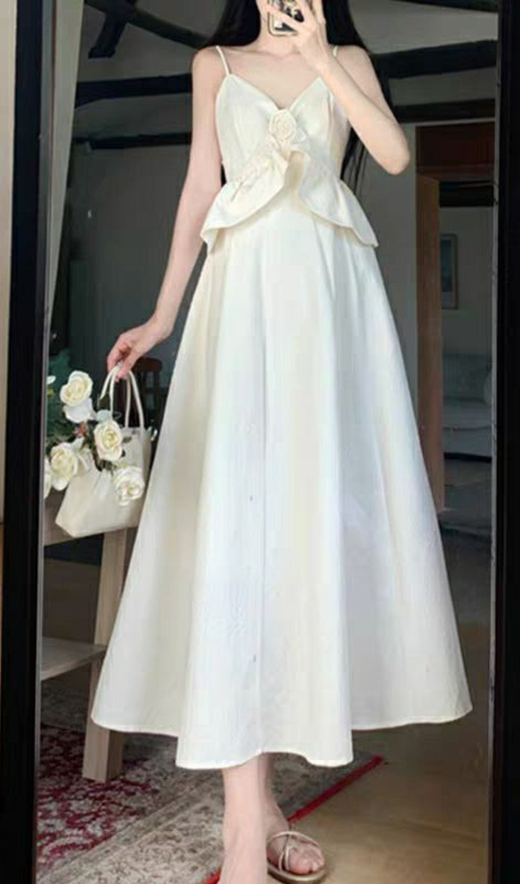 Fashionslee Women Adjustable Collar Strap Midi Dress