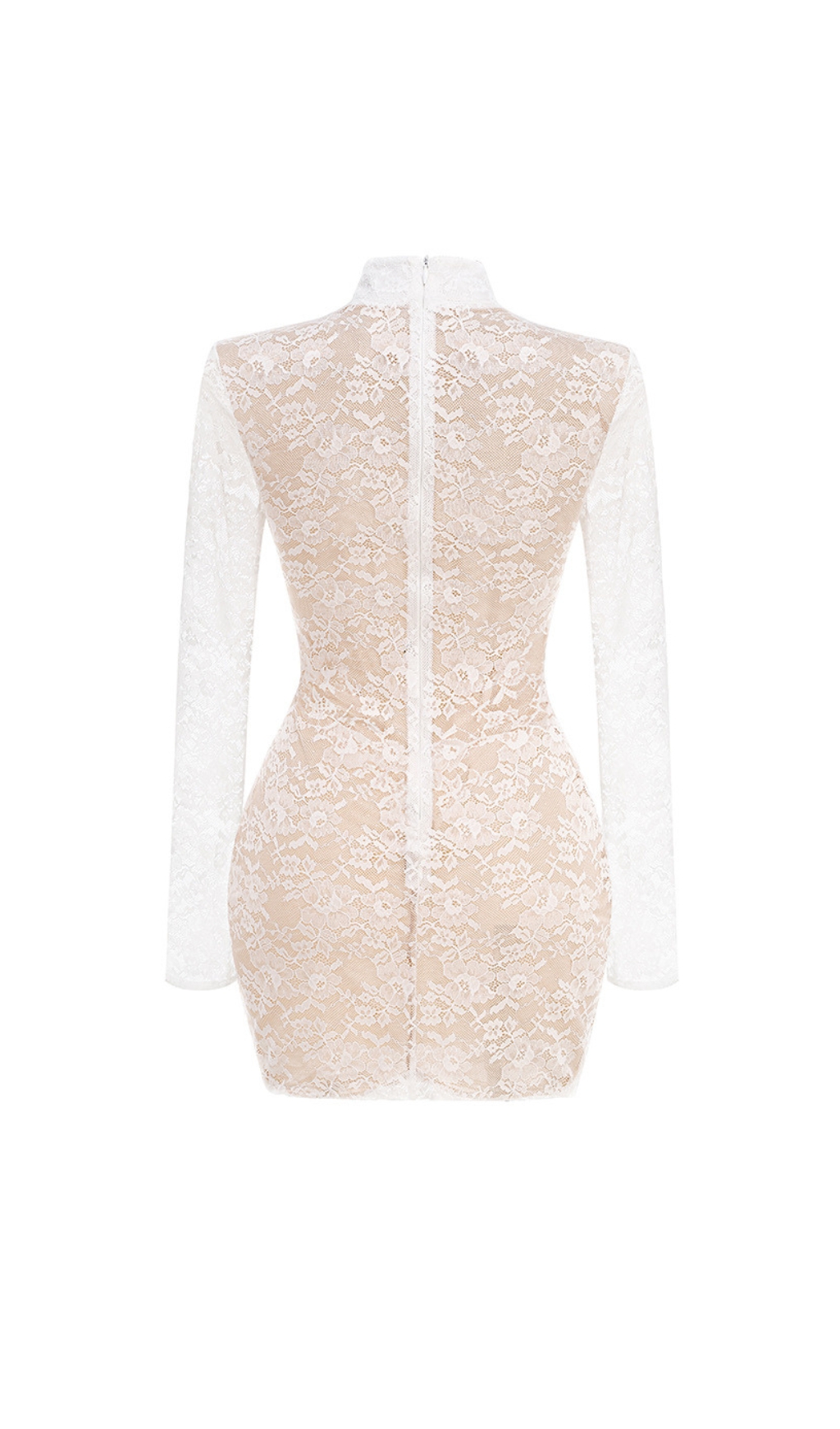Fashionslee Women Dorisa White Lace Corset Long Sleeve Mini Dress