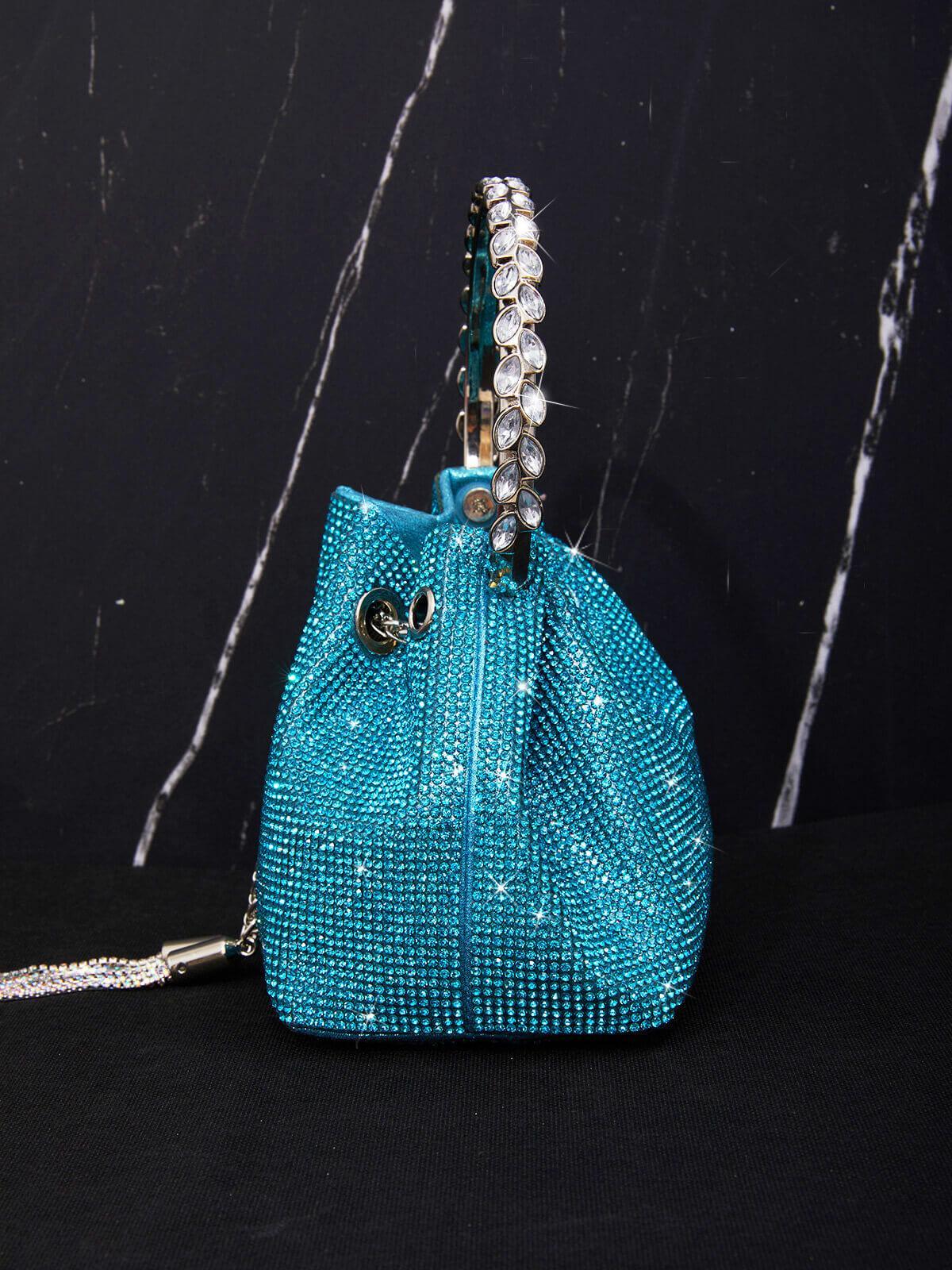 da1a52380e8002d2c887e26abaaf36bf.jpeg Fashionslee Women Crystal Embellished Bucket Bag In Blue