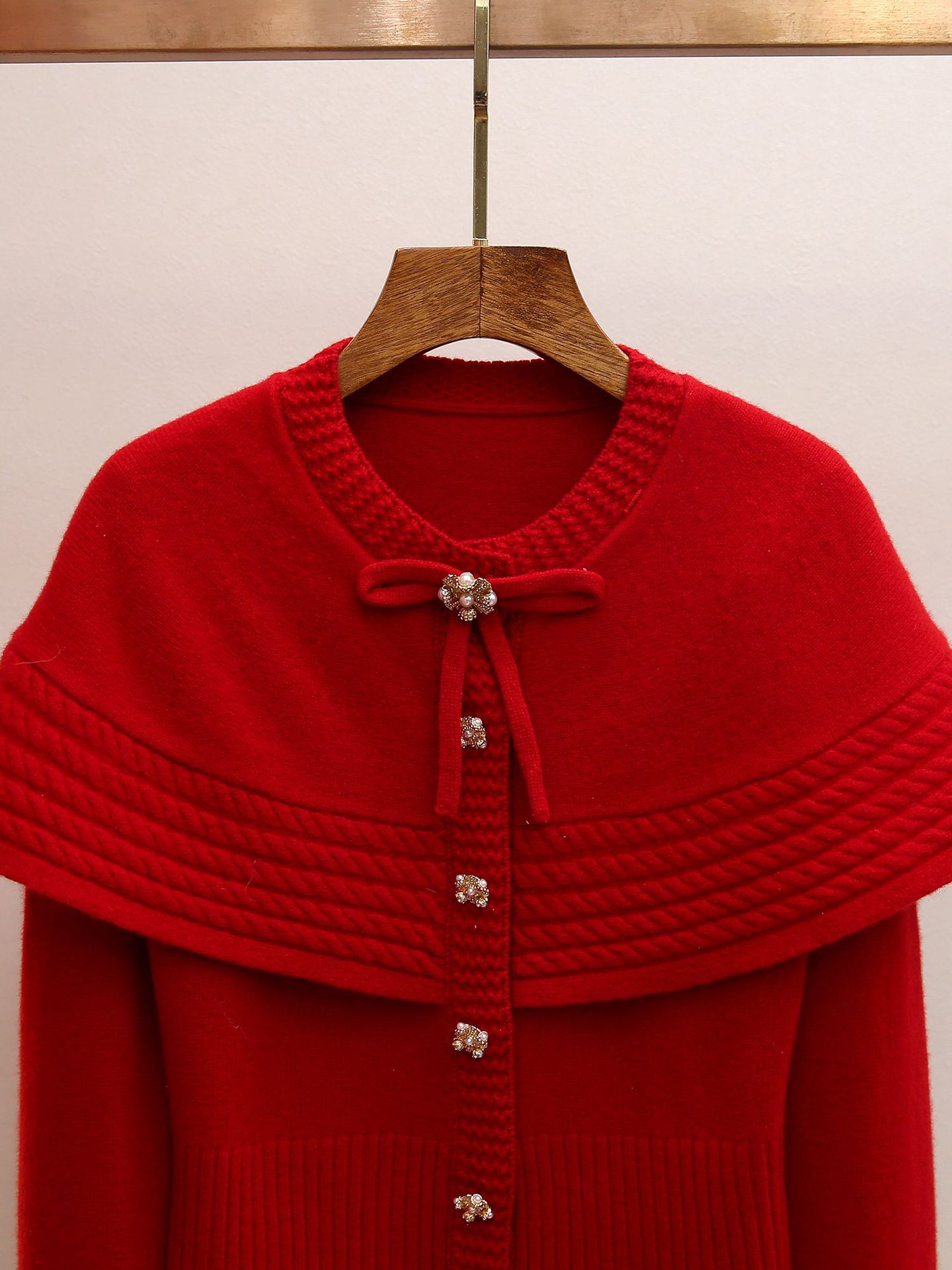 TRENDING RED BOW CAPE SWEATER - OWNCI TRENDING RED BOW CAPE SWEATER - OWNCI