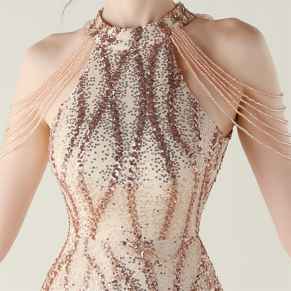 VIRAL HALTER SEQUIN MAXI DRESS - OWNCI
