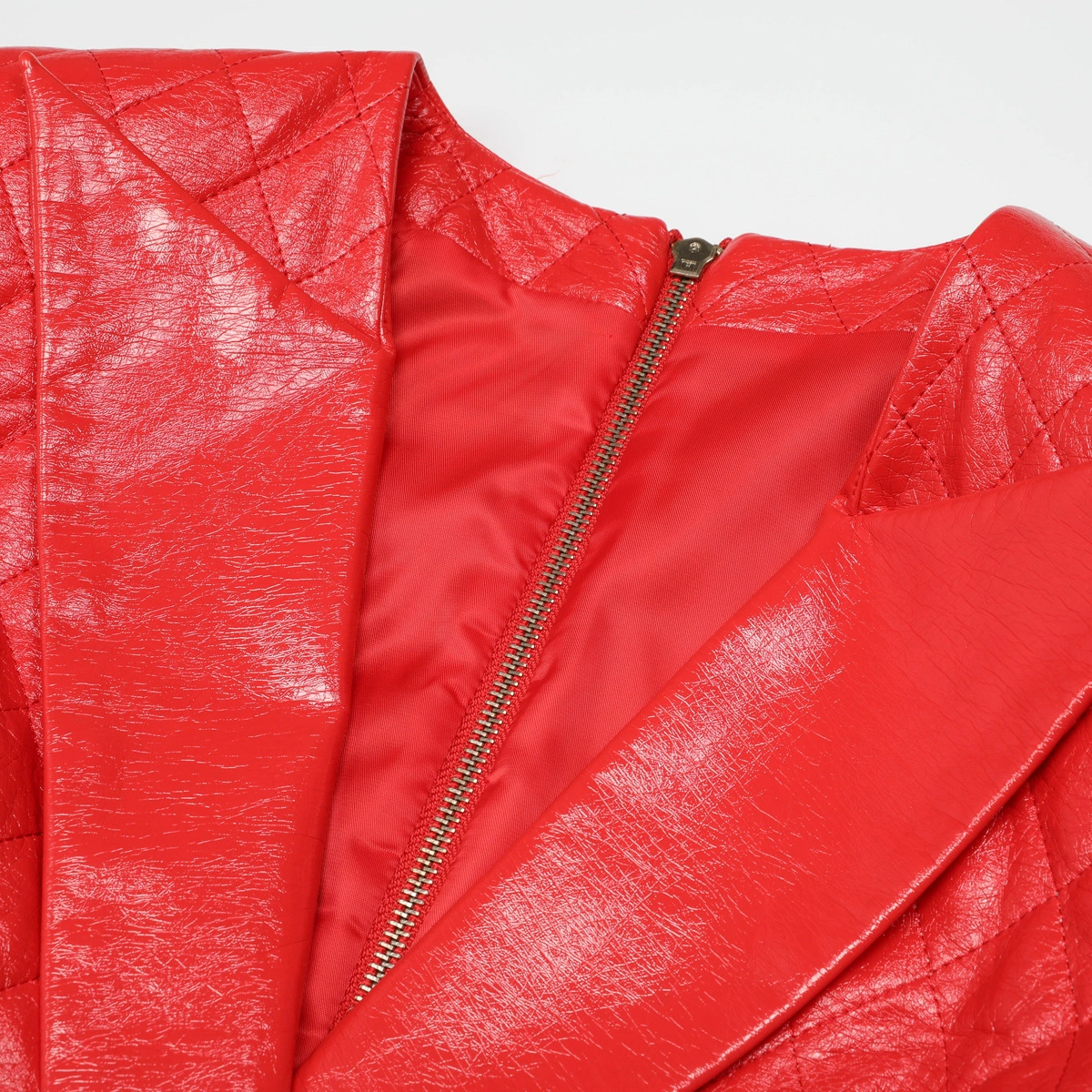 da990b9a9534f85881919b4038d75784.webp Fashionslee Women Kinipela Red PU Leather Blazer Dress