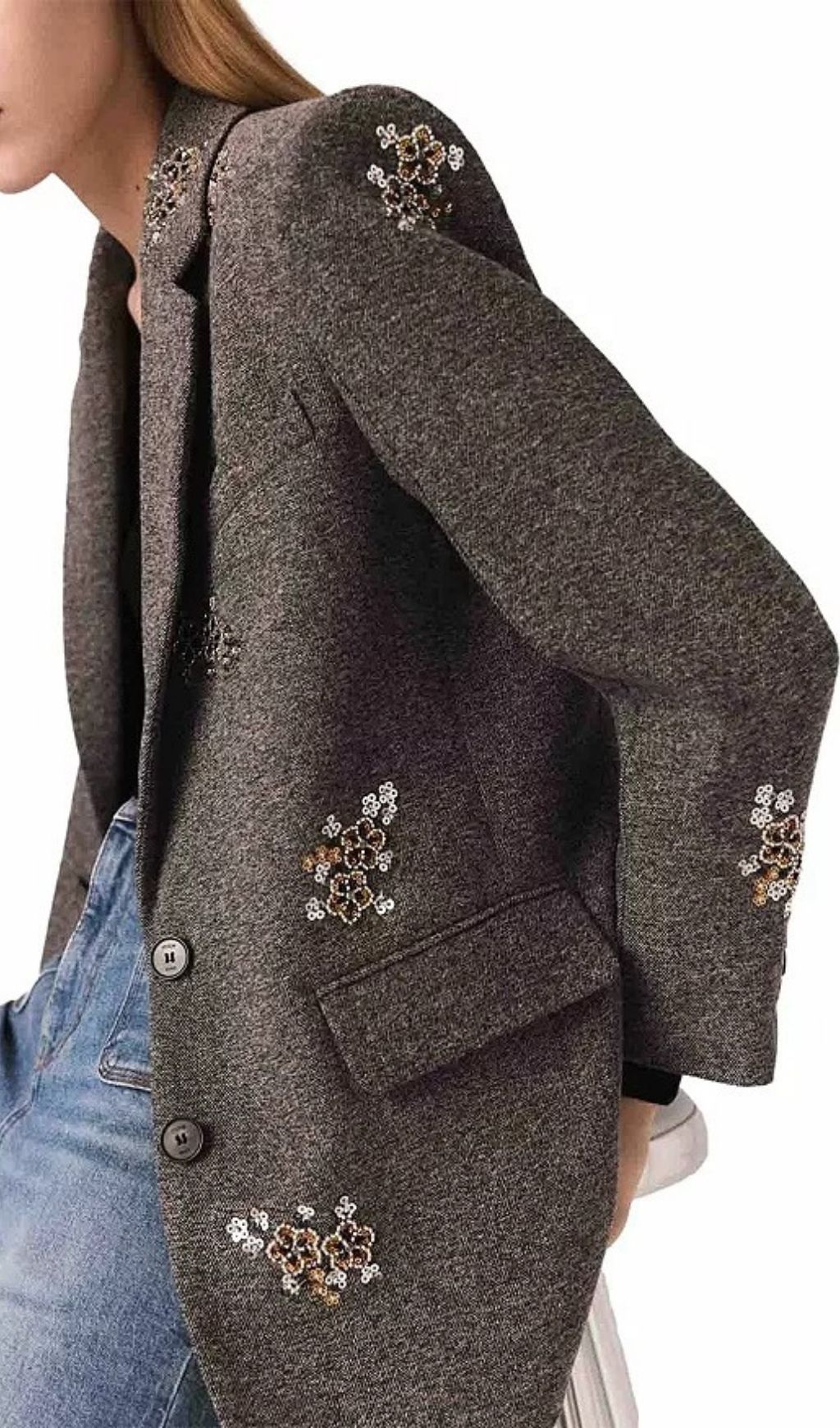 daa43d8399b8dda605042ed7c2e01701.jpg Fashionslee Women Vivron Embroidered Herringbone Jacket