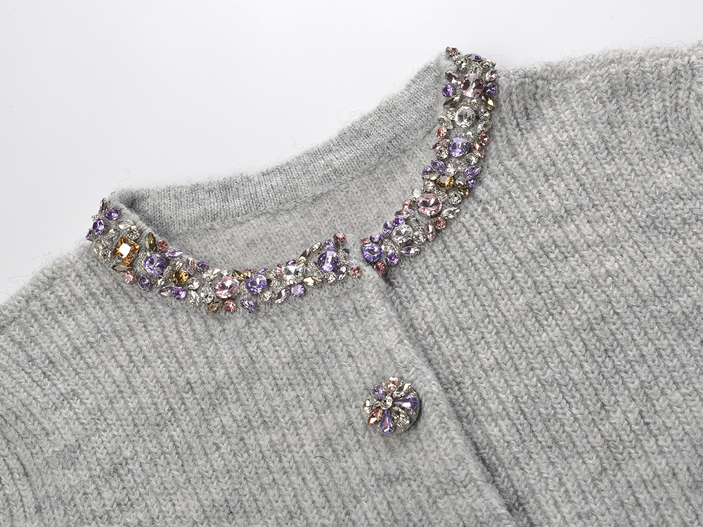 dabb5a39827b1b8ec2cce74f96de97de.jpg Fashionslee Women Henrike Grey Embellished Knit Top
