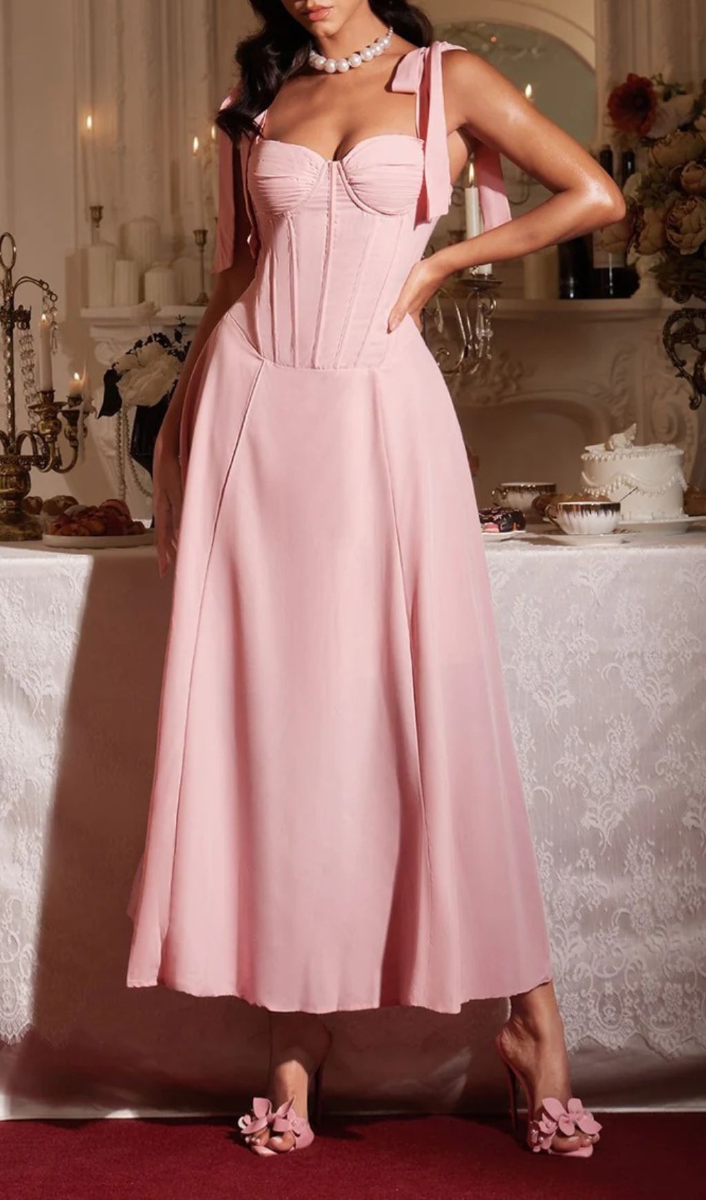 Fashionslee Women Filadelfo Sleeveless Corset Lace Up Maxi Dress