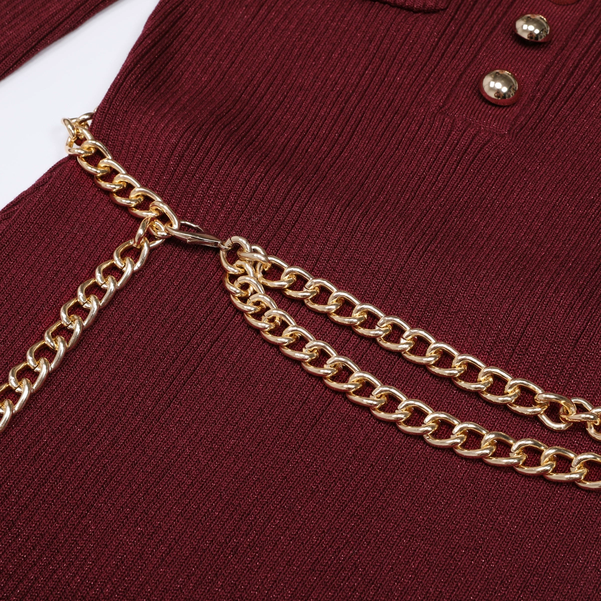 dacdf4e5116712e58f5019acd777f3c4.webp Fashionslee Women Kimani Wine Knit Long Sleeve Dress With Chain