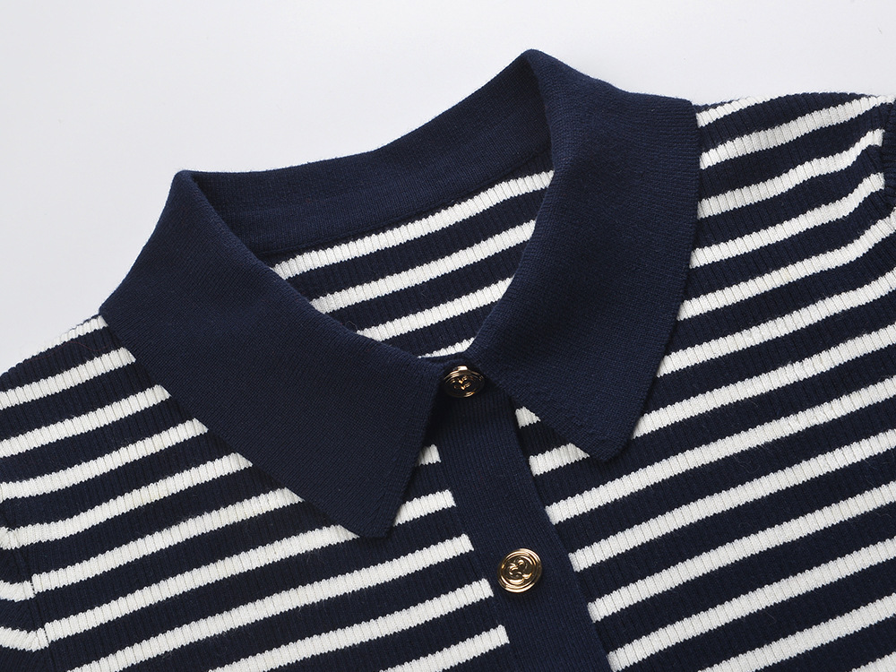 dadcc489ee080001dc9c00cfe66256ee.jpg Fashionslee Women Striped Polo Cardigan