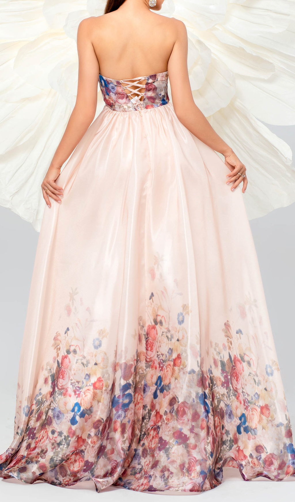 Fashionslee Women Bilhah Strapless Floral Print Maxi Dress