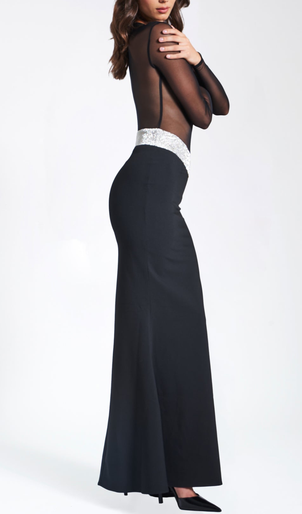 Fashionslee Women Aila Black Mesh Maxi Dress