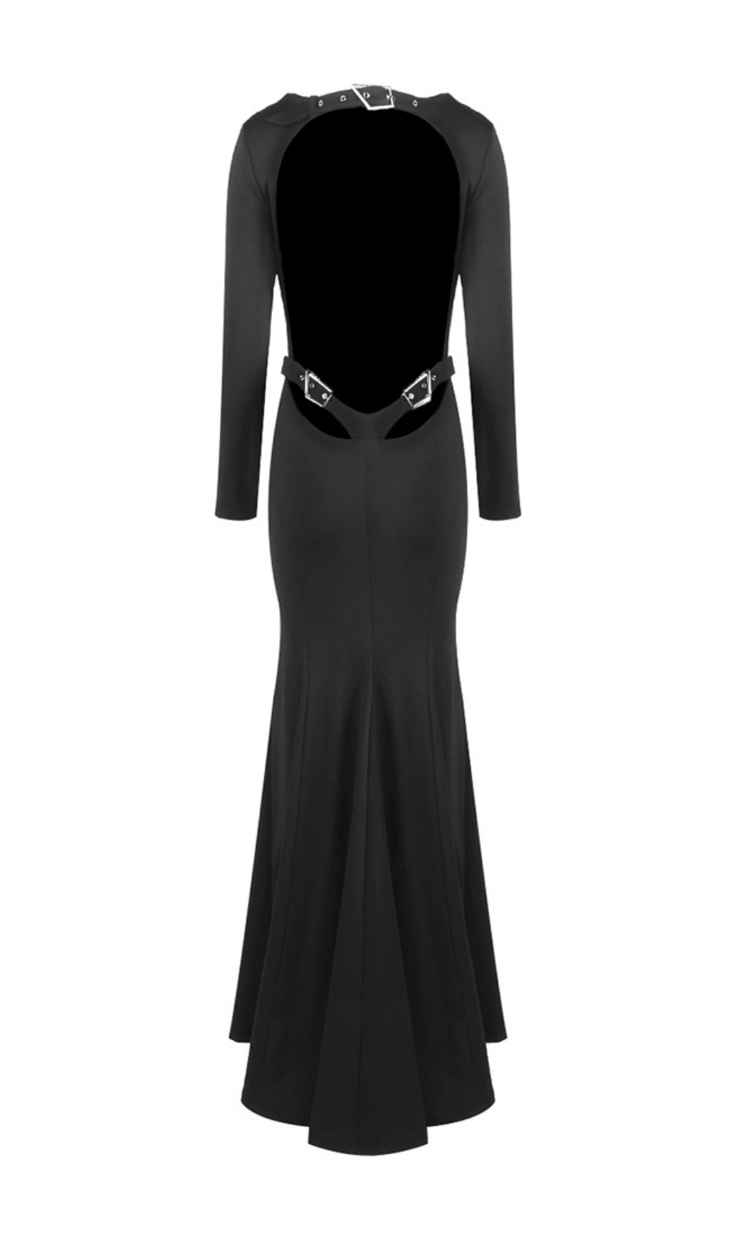 db1391605380b228f15a7e37ba42de34.jpg Fashionslee Women Franco Black Long Sleeve Backless Maxi Dress