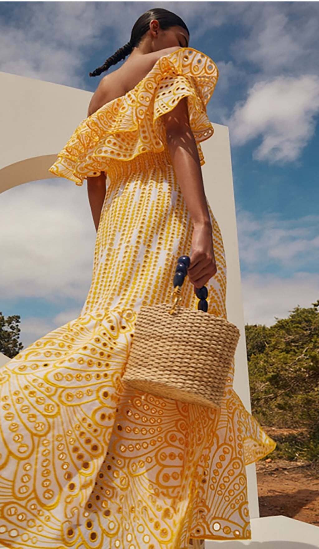 db4acbdfba436b0bda45fd8405ba5c99.jpeg Fashionslee Women Ruffle Cold Shoulder Midi Dress In Yellow