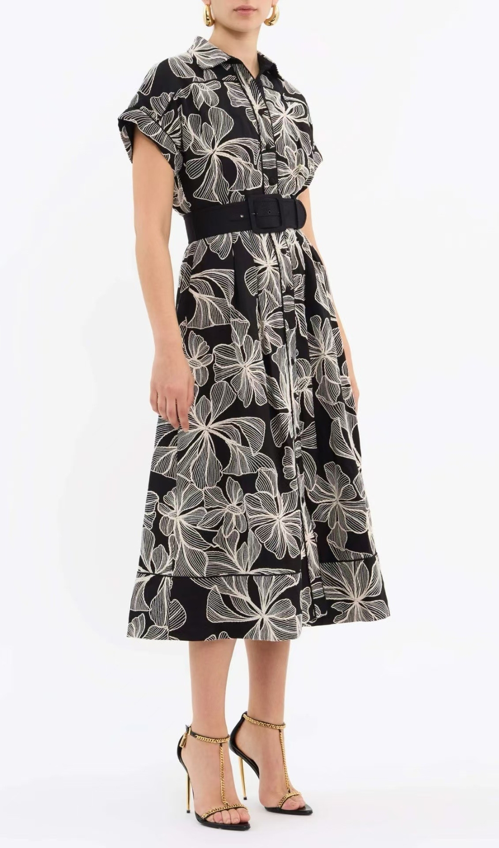 db5873f03953f831da9f7822af30856e.jpg Fashionslee Women Davan Black Flower Midi Dress