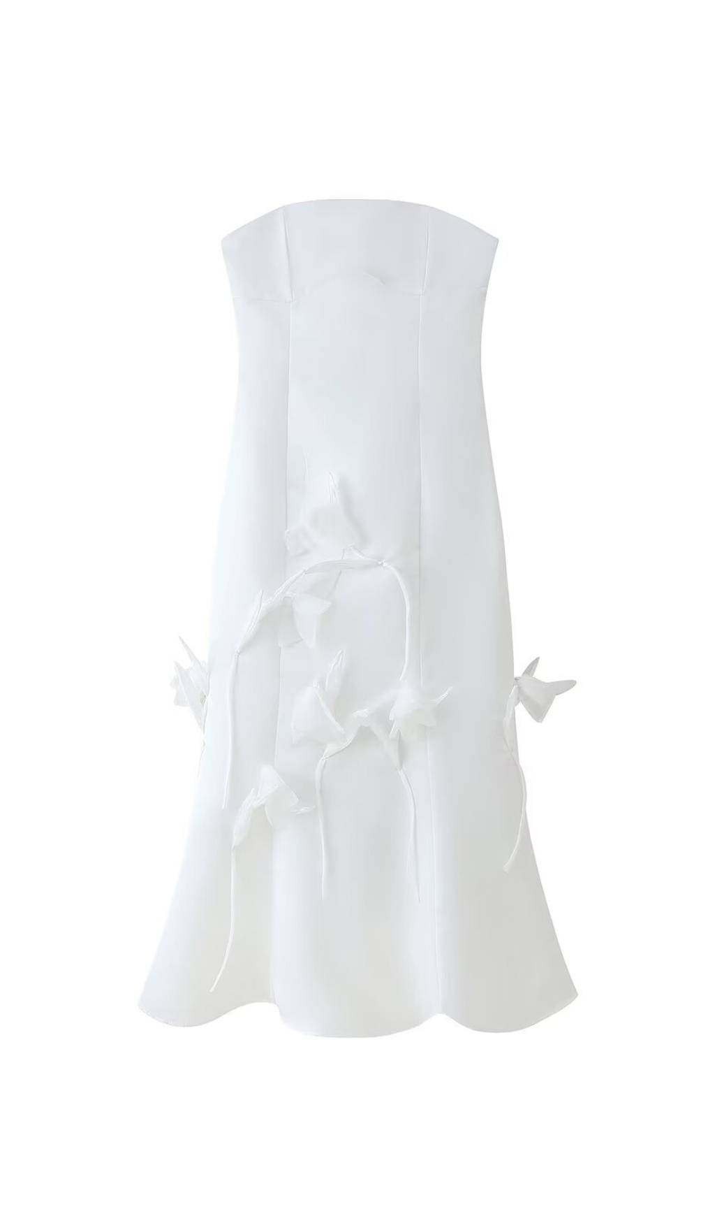 Fashionslee Women Echo White Strapless Flower Midi Dress