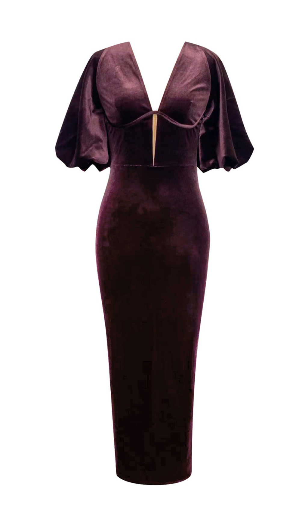 Fashionslee Women Corrado Wine V-Neck Velvet Maxi Dress