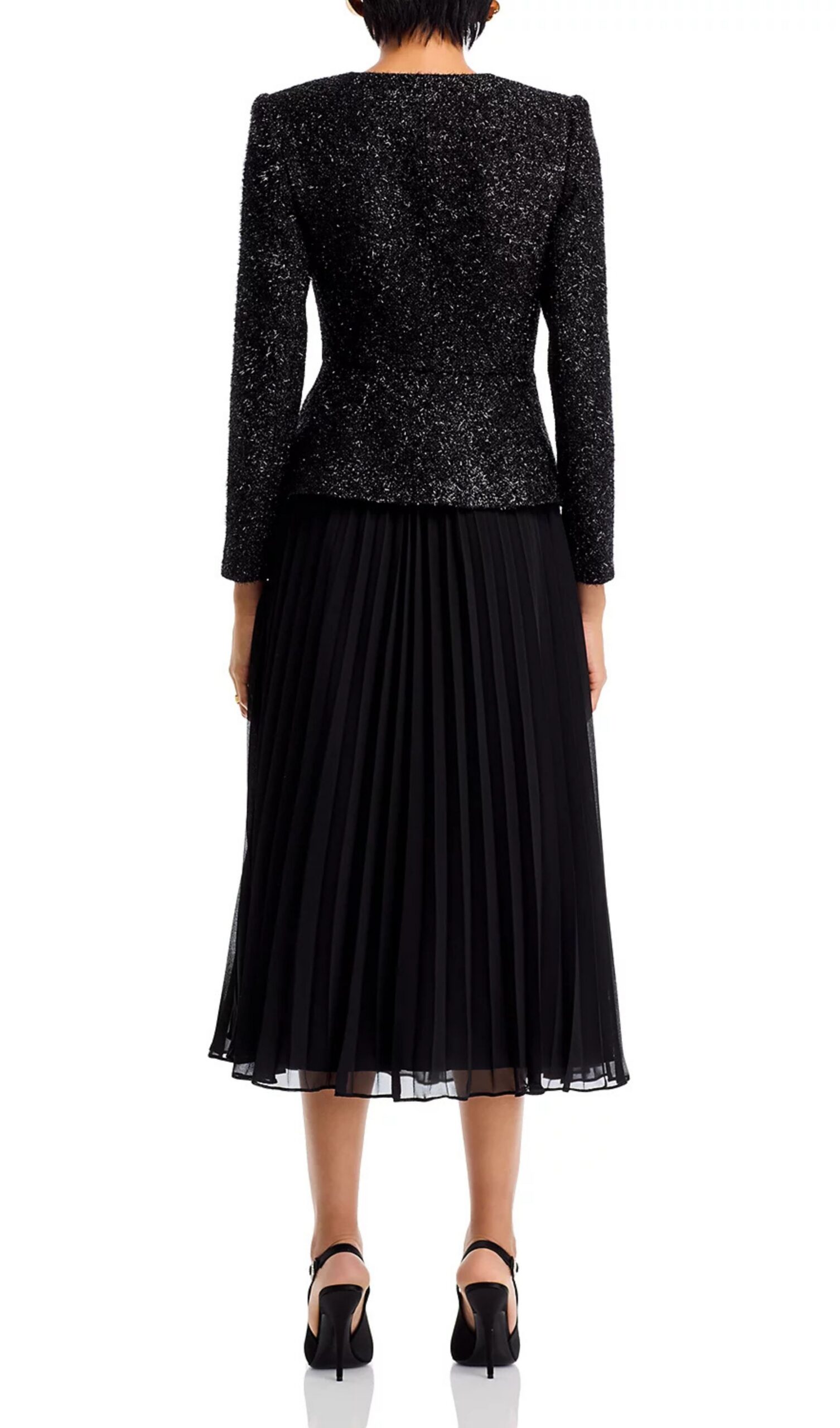 Fashionslee Women Tinsel Boucle Midi Dress