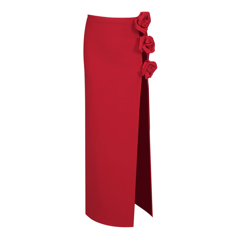 dbb7d50aedb661770fffc2939ad80f85.jpeg Fashionslee Women Arielle Red Rose-Embellished Skirt