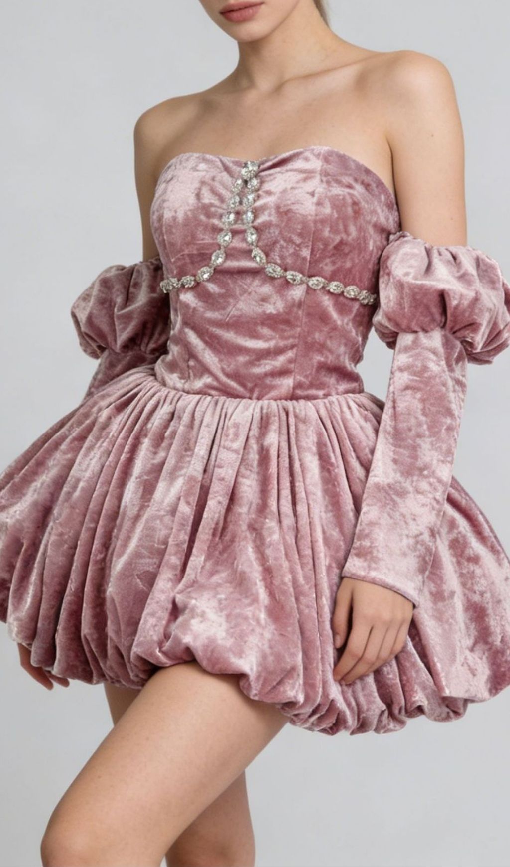 Fashionslee Women Keshia Pink Long Sleeve Velvet Mini Dress